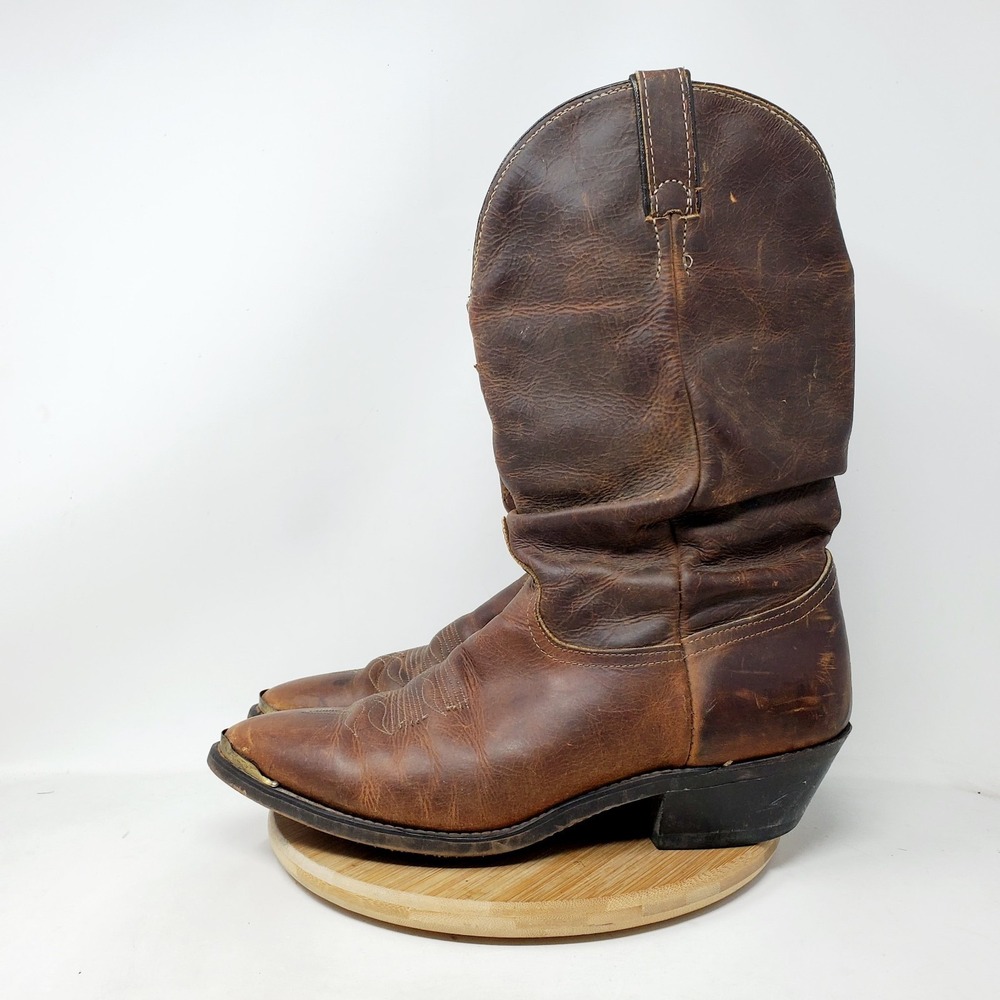 Durango Boots Mens 10 D Brown Leather Western Cowboy Distressed Vintage USA